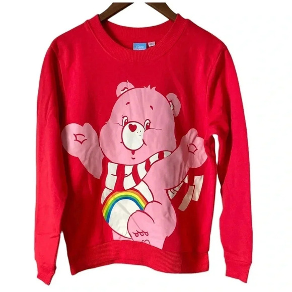 CARE BEARS | Teddy Bear “Let’s Get Cozy”  Print Red Crewneck Sweatshirt Size M - Picture 1 of 7